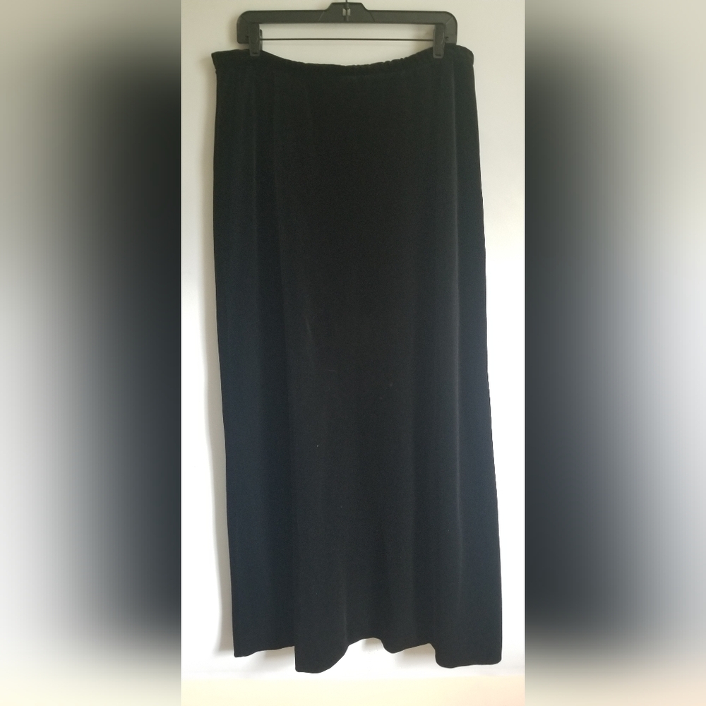 Women's Miss Accent Act III black long velvet skirt SzXL elastic waist - Picture 9 of 12